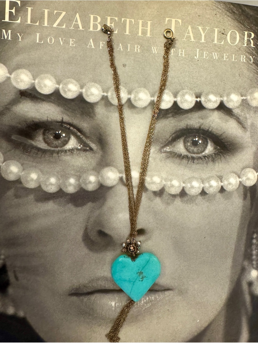 Turquoise Heart Pendant Necklace - Unbranded Gold Tone Chain